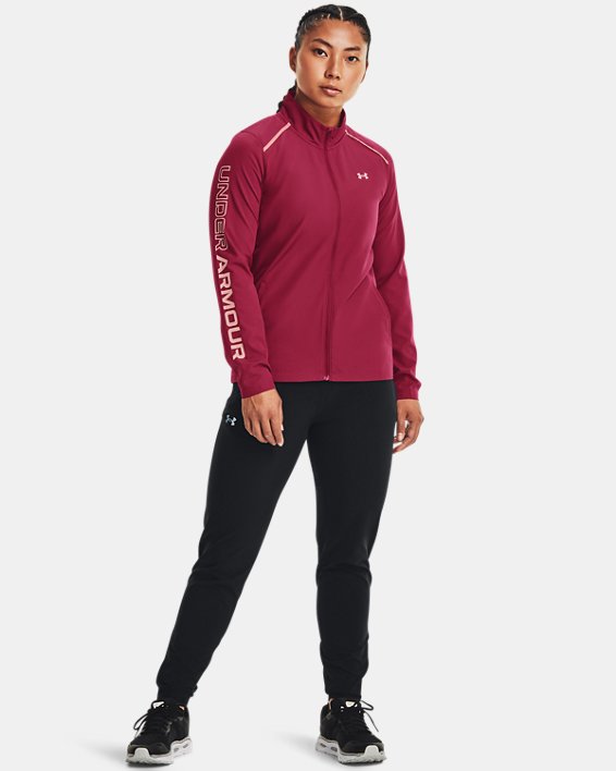 Women's UA OutRun The Rain II Jacket in Maroon image number 2